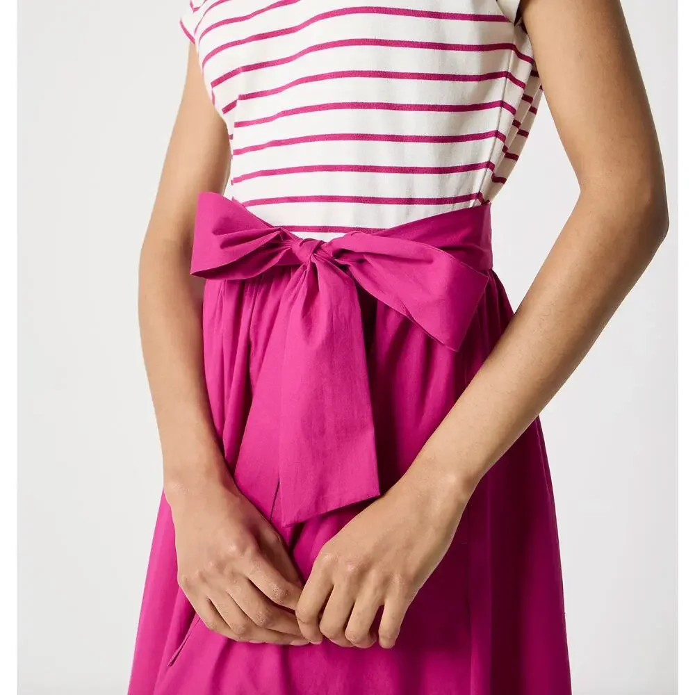 J.Crew Petite Button Shoulder Tie Waist Knit Mixy Dress Berry Pink Medium NWT